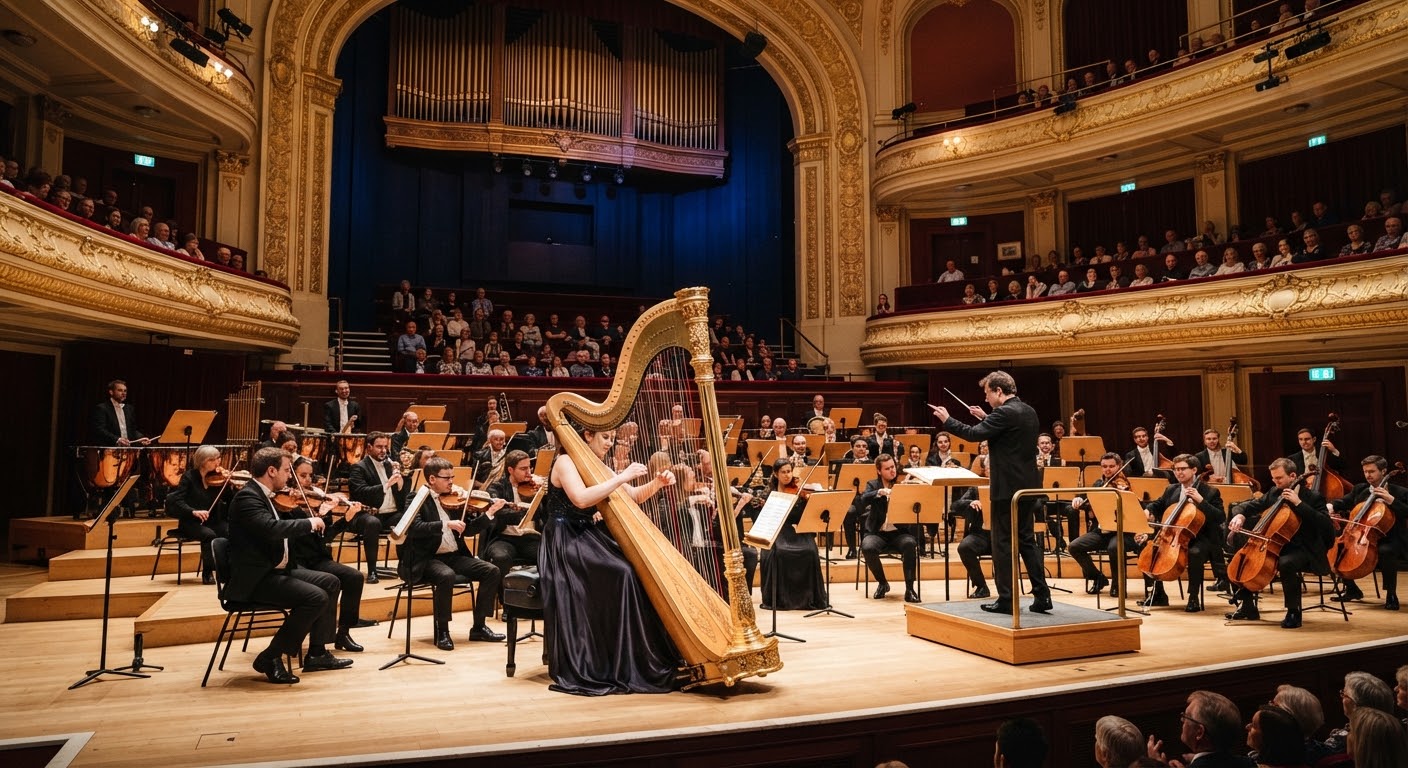 Performing with the Stratford Symphony Orchestra in a concert hall.
