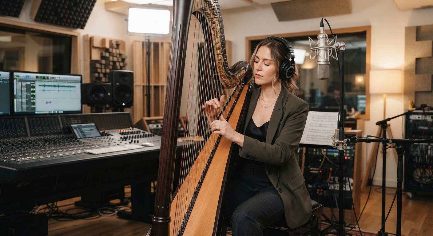 In a high-end recording studio during a session.