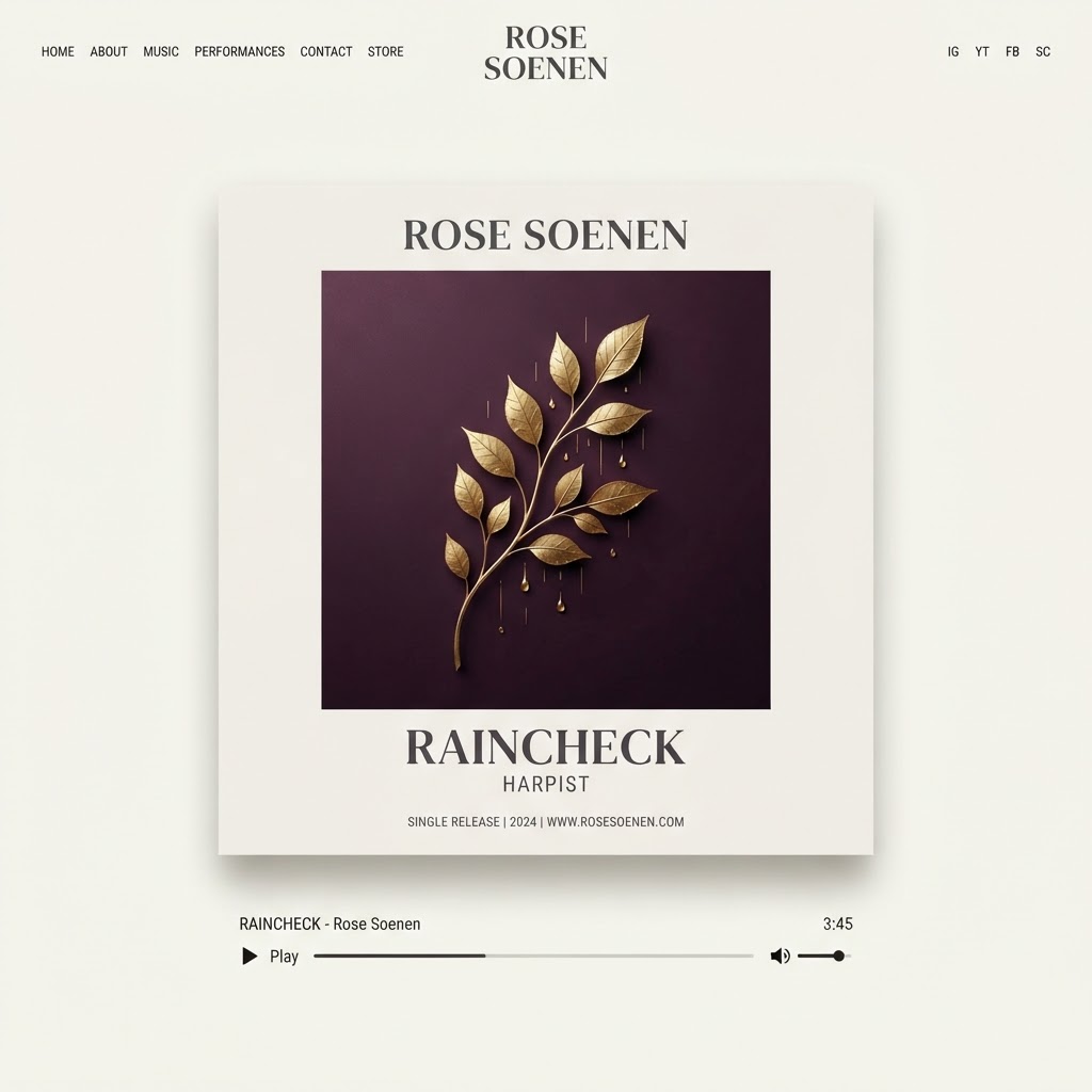 Cover art for Raincheck, an original harp composition by Rose Soenen.